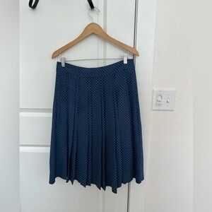 J. Crew Navy Blue A-Line Skirt with Polka Dots